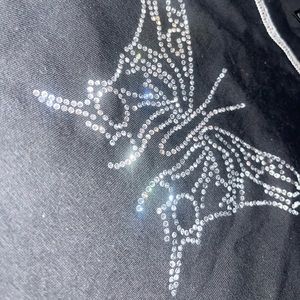 Butterfly Rhinestone Cropped Tee